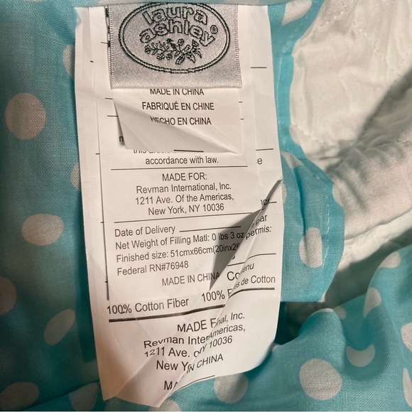 LAURA ASHLEY Quilted Standard Shams Cotton Butterflies Polka Dots Set of 2 - Picture 15 of 16